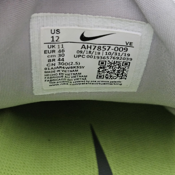 Nike Mens Air Zoom Vomero 14 Running Shoes Grey White Volt Size 12 AH7857 009. - Picture 11 of 11